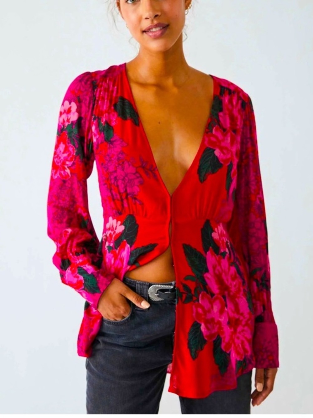 Free People Floral Blouse